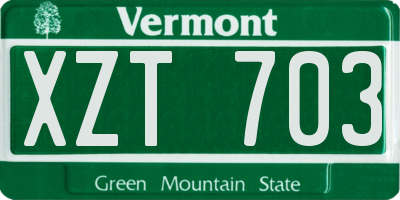 VT license plate XZT703