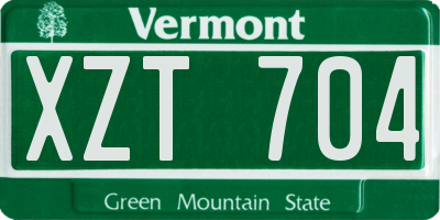 VT license plate XZT704