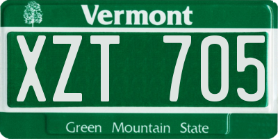 VT license plate XZT705
