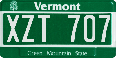 VT license plate XZT707