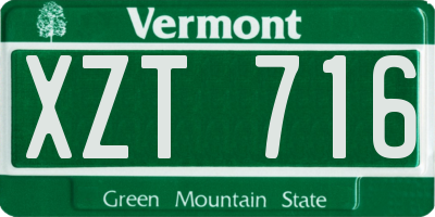 VT license plate XZT716