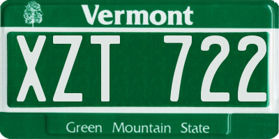 VT license plate XZT722