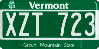 VT license plate XZT723