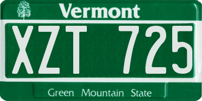 VT license plate XZT725