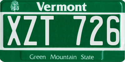 VT license plate XZT726