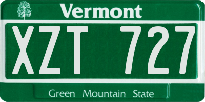 VT license plate XZT727