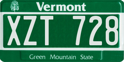 VT license plate XZT728