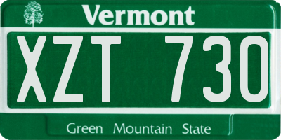 VT license plate XZT730