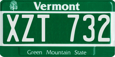 VT license plate XZT732