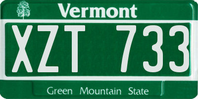 VT license plate XZT733