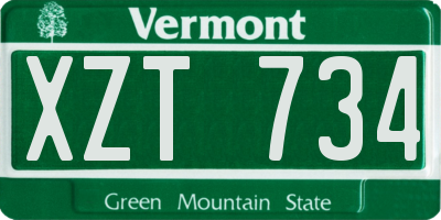VT license plate XZT734