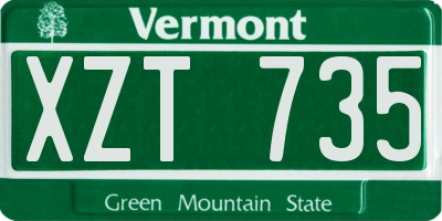 VT license plate XZT735
