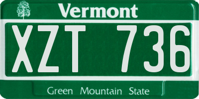 VT license plate XZT736