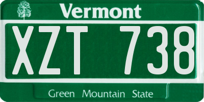 VT license plate XZT738