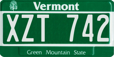 VT license plate XZT742