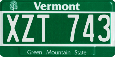 VT license plate XZT743