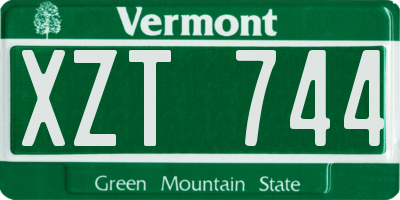 VT license plate XZT744