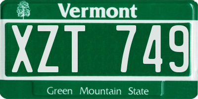 VT license plate XZT749