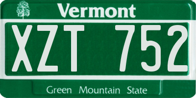 VT license plate XZT752