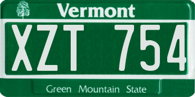 VT license plate XZT754