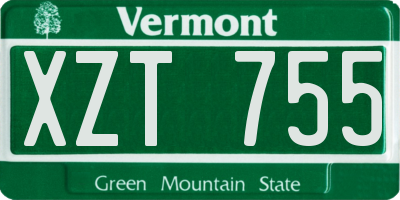 VT license plate XZT755