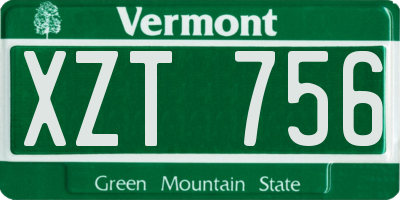 VT license plate XZT756