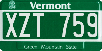 VT license plate XZT759