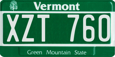 VT license plate XZT760