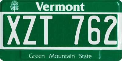 VT license plate XZT762
