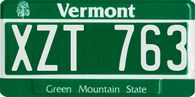 VT license plate XZT763