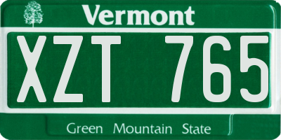VT license plate XZT765