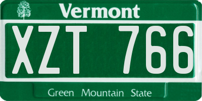 VT license plate XZT766