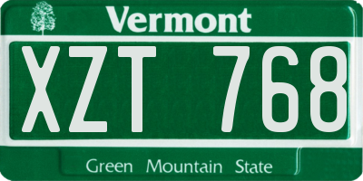 VT license plate XZT768