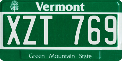 VT license plate XZT769