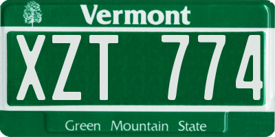 VT license plate XZT774