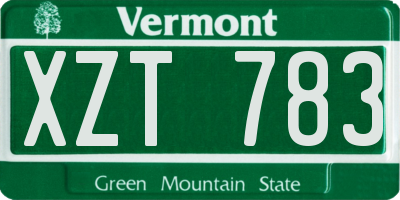 VT license plate XZT783