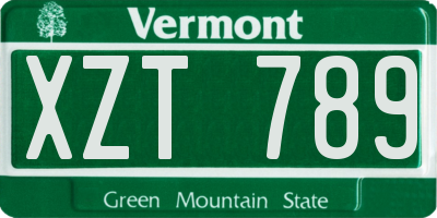 VT license plate XZT789