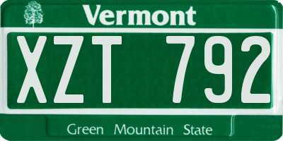 VT license plate XZT792