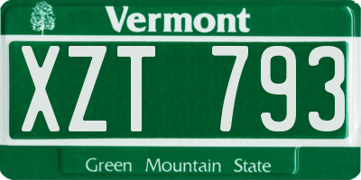 VT license plate XZT793