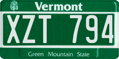 VT license plate XZT794