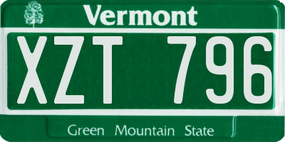 VT license plate XZT796