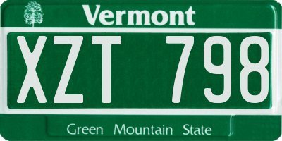 VT license plate XZT798