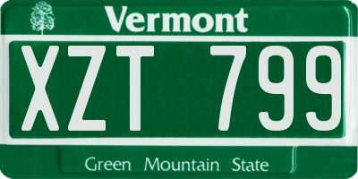 VT license plate XZT799