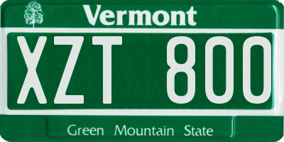 VT license plate XZT800