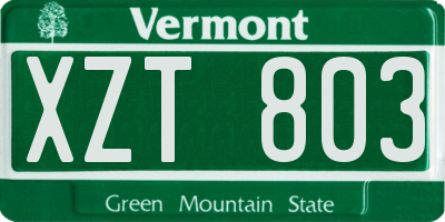VT license plate XZT803