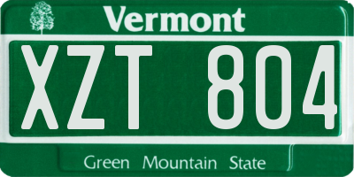 VT license plate XZT804
