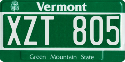 VT license plate XZT805