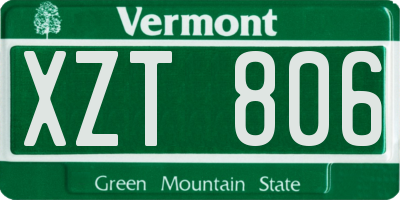 VT license plate XZT806