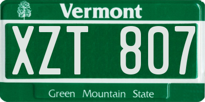 VT license plate XZT807
