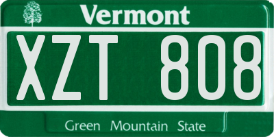 VT license plate XZT808